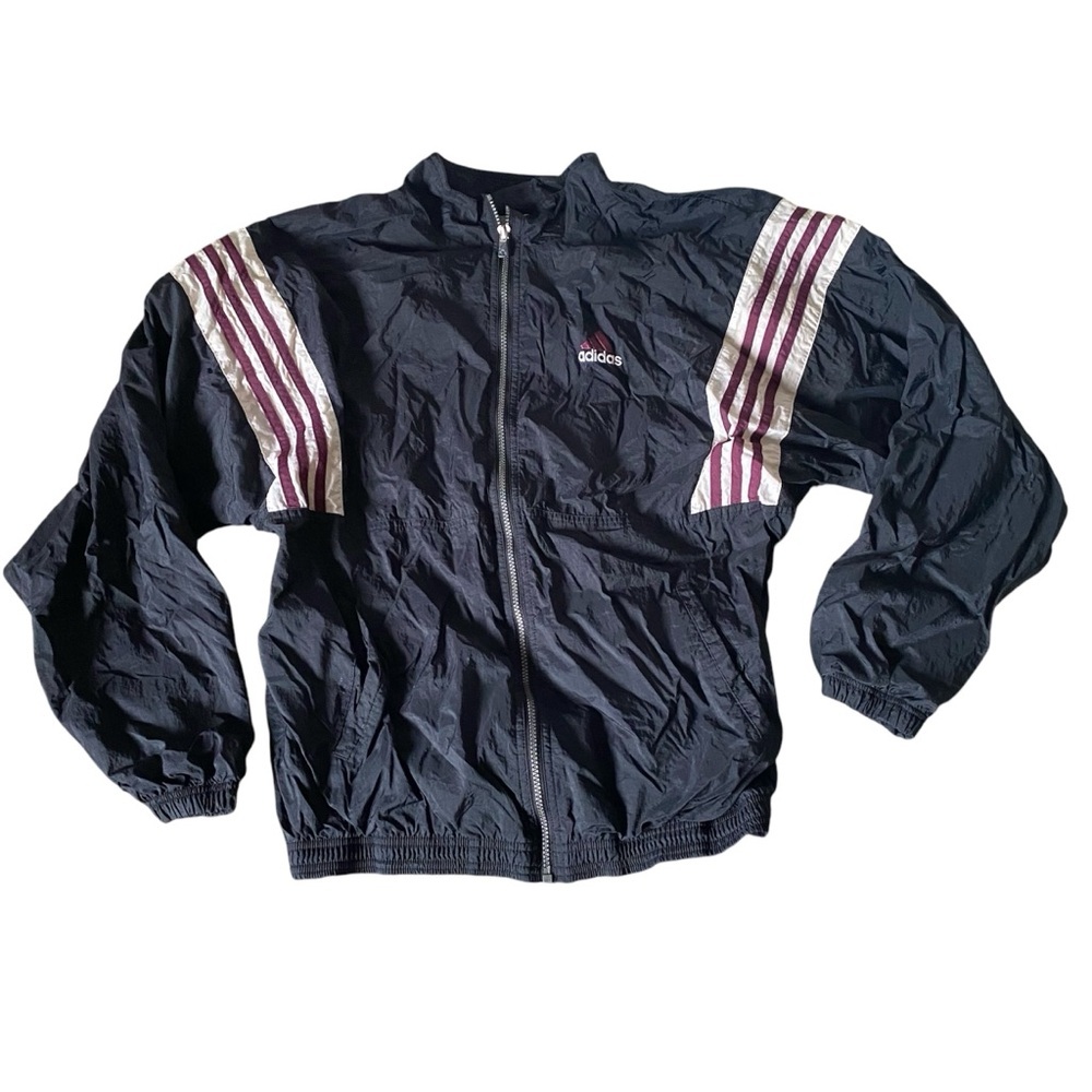 Vintage Medium Adidas Men's Blue-ish Black Jacket